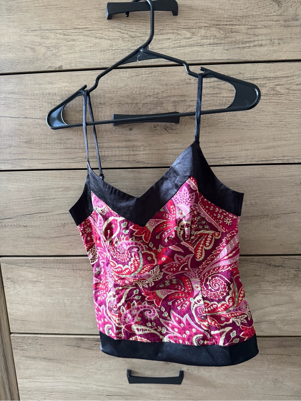 Women's Pink Paisley Satin Cami Top